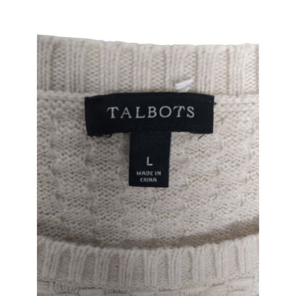 Talbots Beige Sweater Neckline Detail Large - Picture 2 of 5